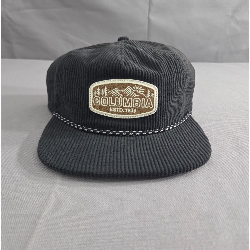 Columbia Hat Mens Snapback Black Corduroy Packsaddle Outdoor Utility Hiking Cap